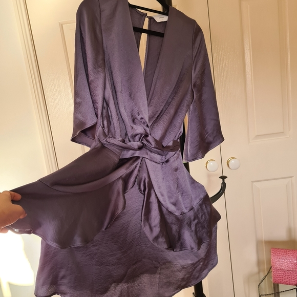 SHEIKE | Size 8 Dark Purple Fit & Flare Formal Mini Dress Party | Ruffled Dress - Picture 4 of 7
